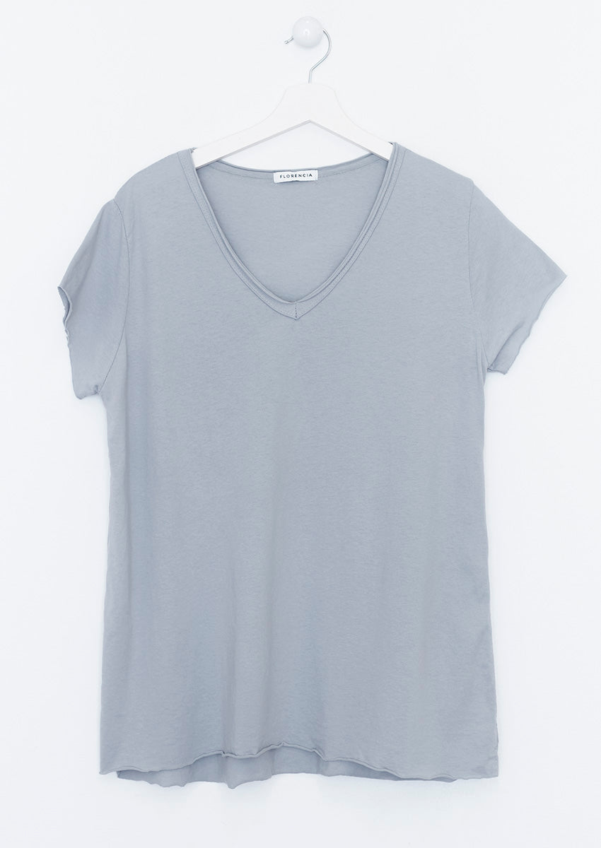Camiseta algodón cuello pico