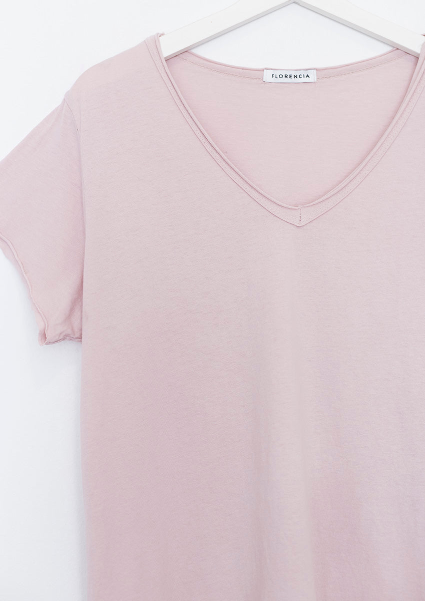 Camiseta algodón cuello pico