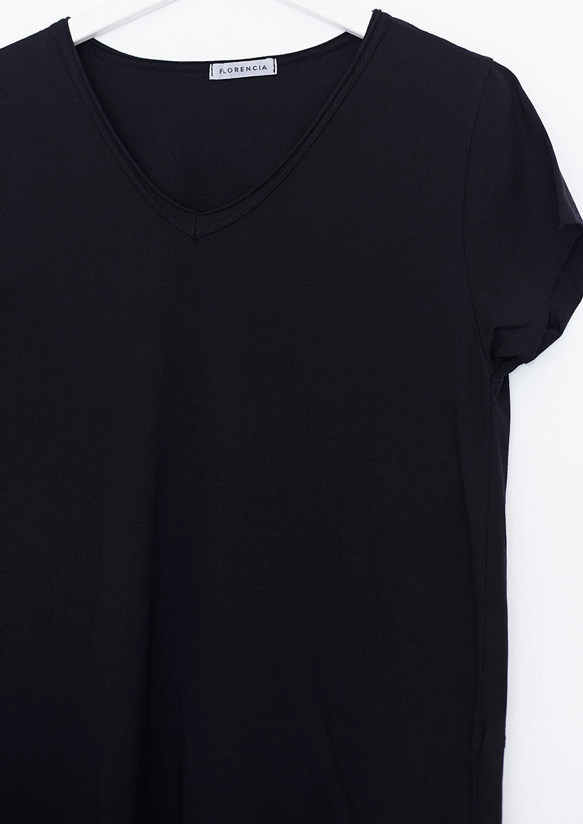 Camiseta algodón cuello pico