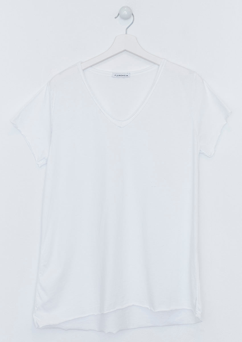 Camiseta algodón cuello pico
