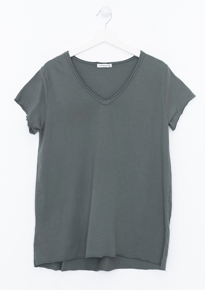 Camiseta algodón cuello pico