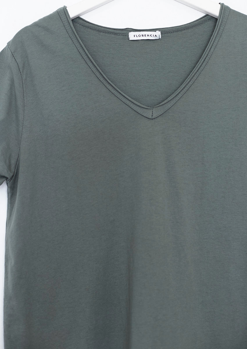 Camiseta algodón cuello pico