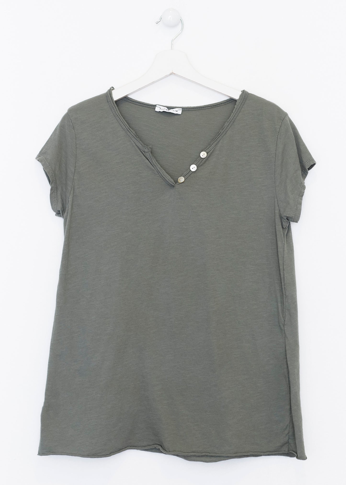 Buttoned cotton T-shirt