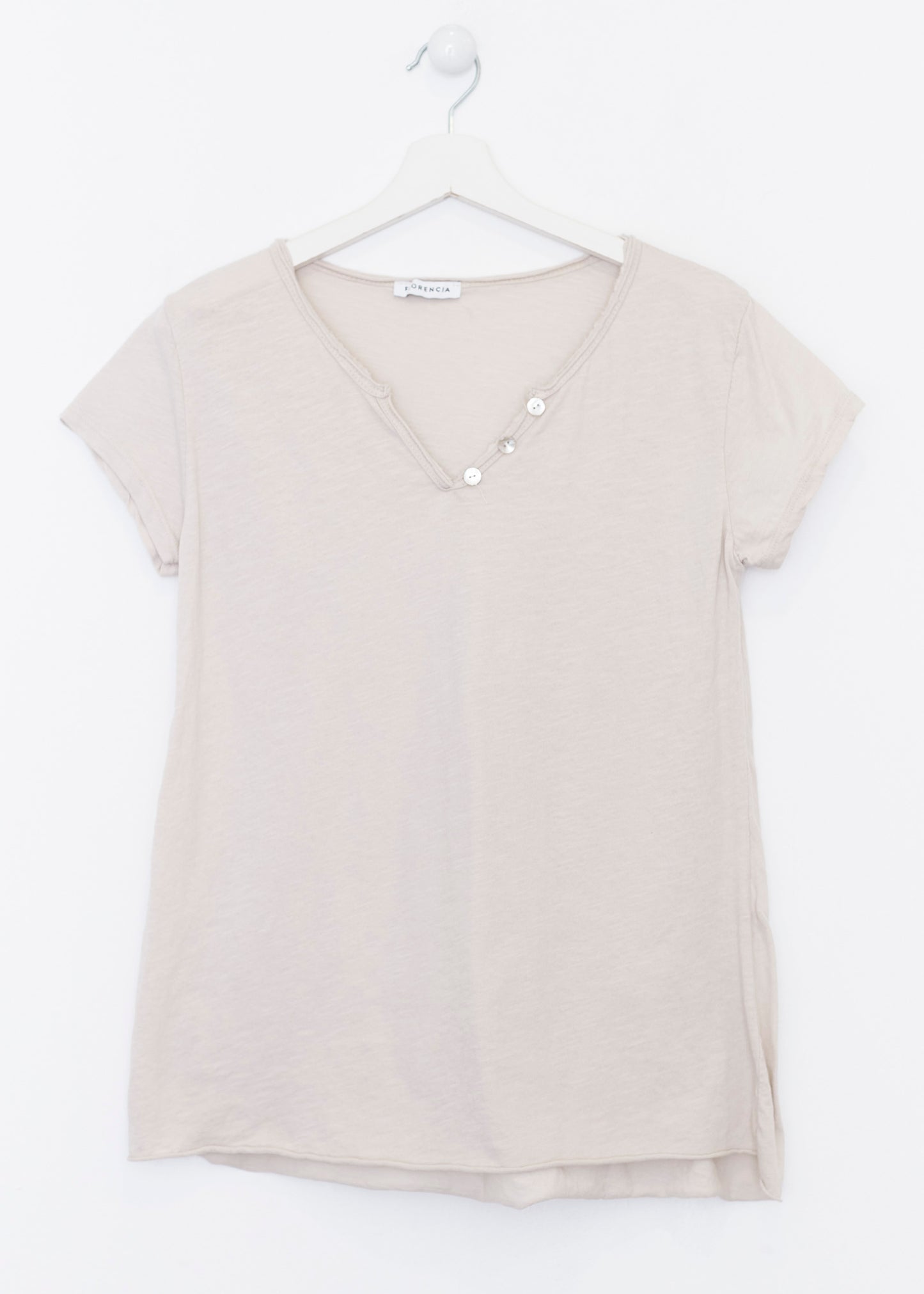 Buttoned cotton T-shirt