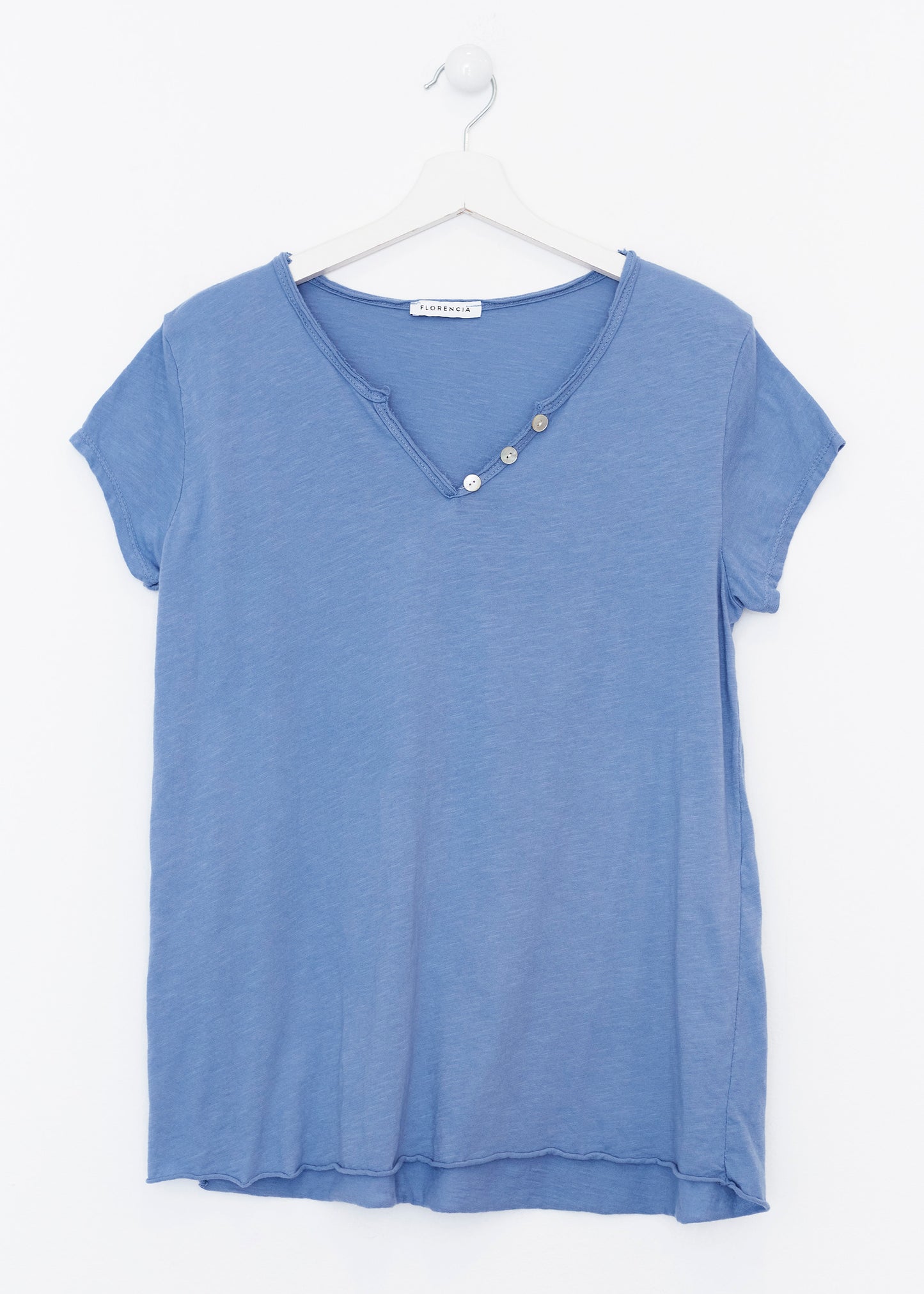 Buttoned cotton T-shirt