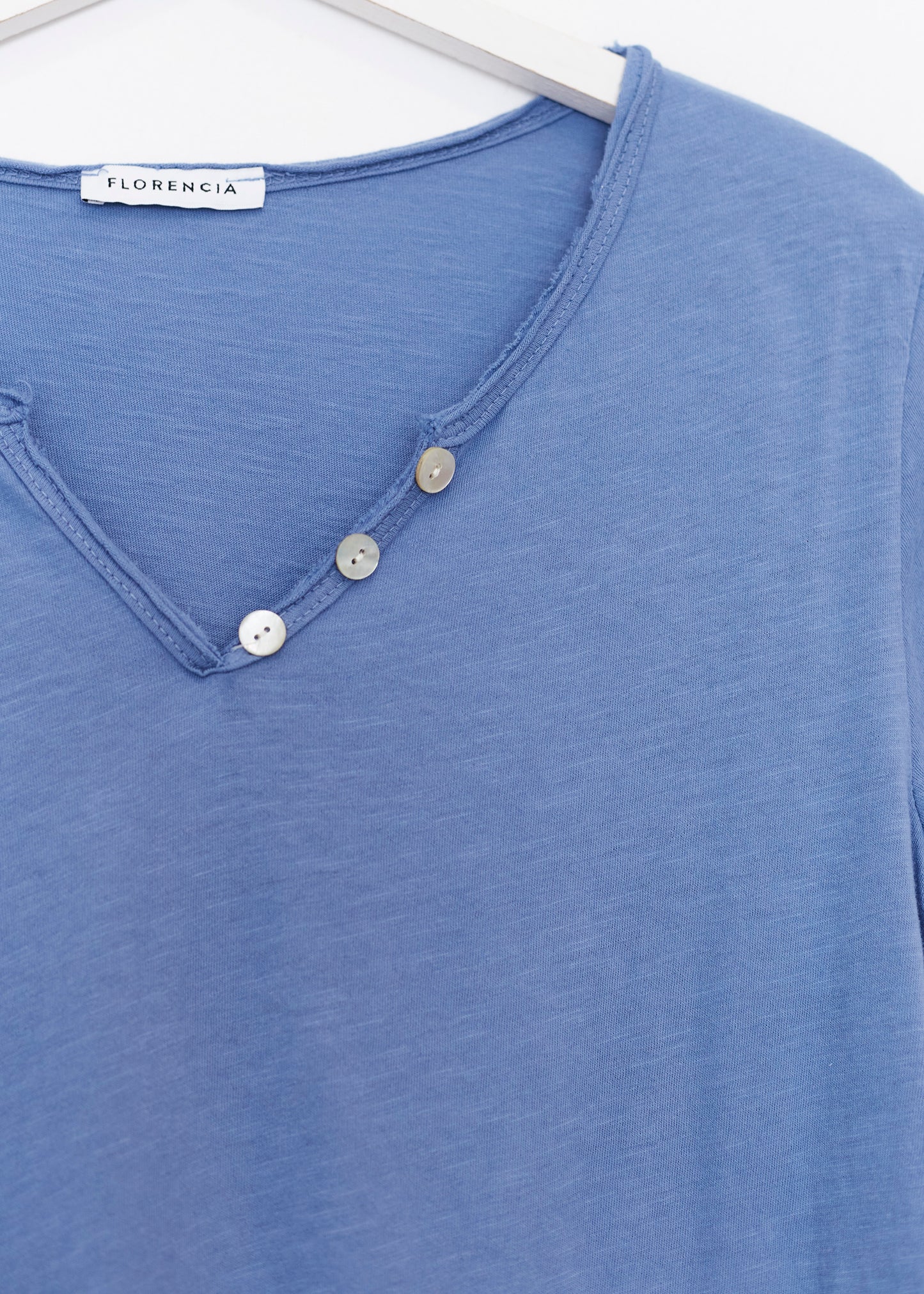 Buttoned cotton T-shirt