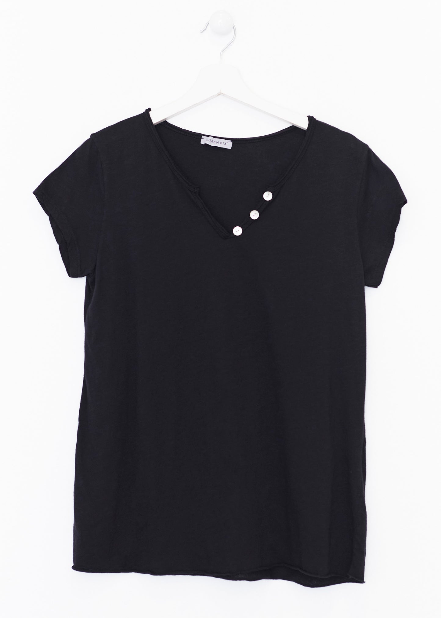 Buttoned cotton T-shirt