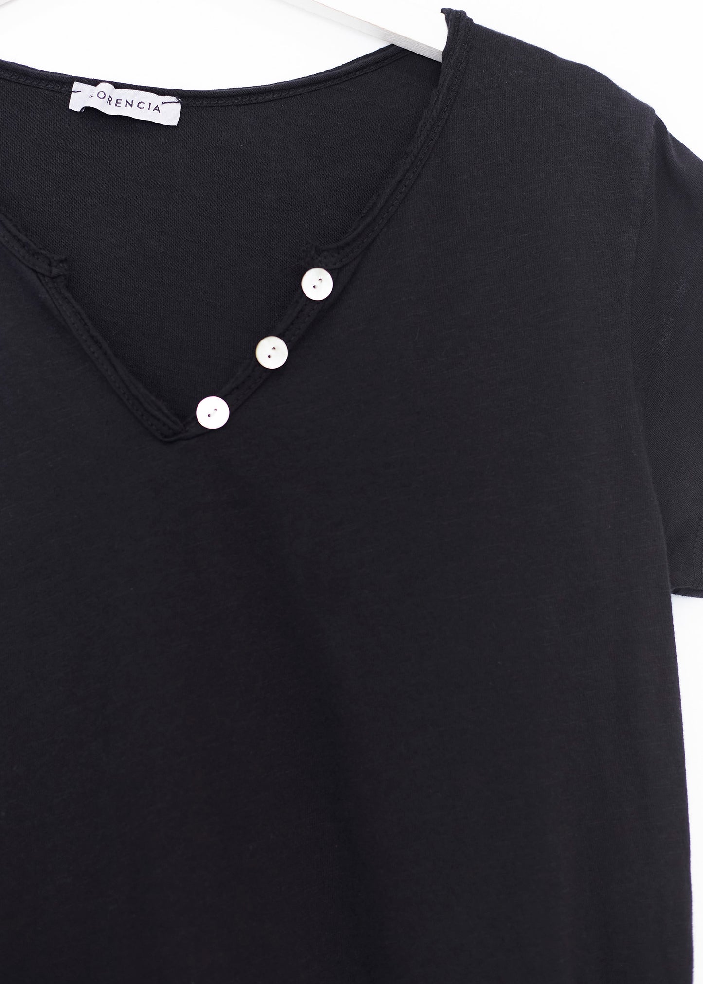 Buttoned cotton T-shirt