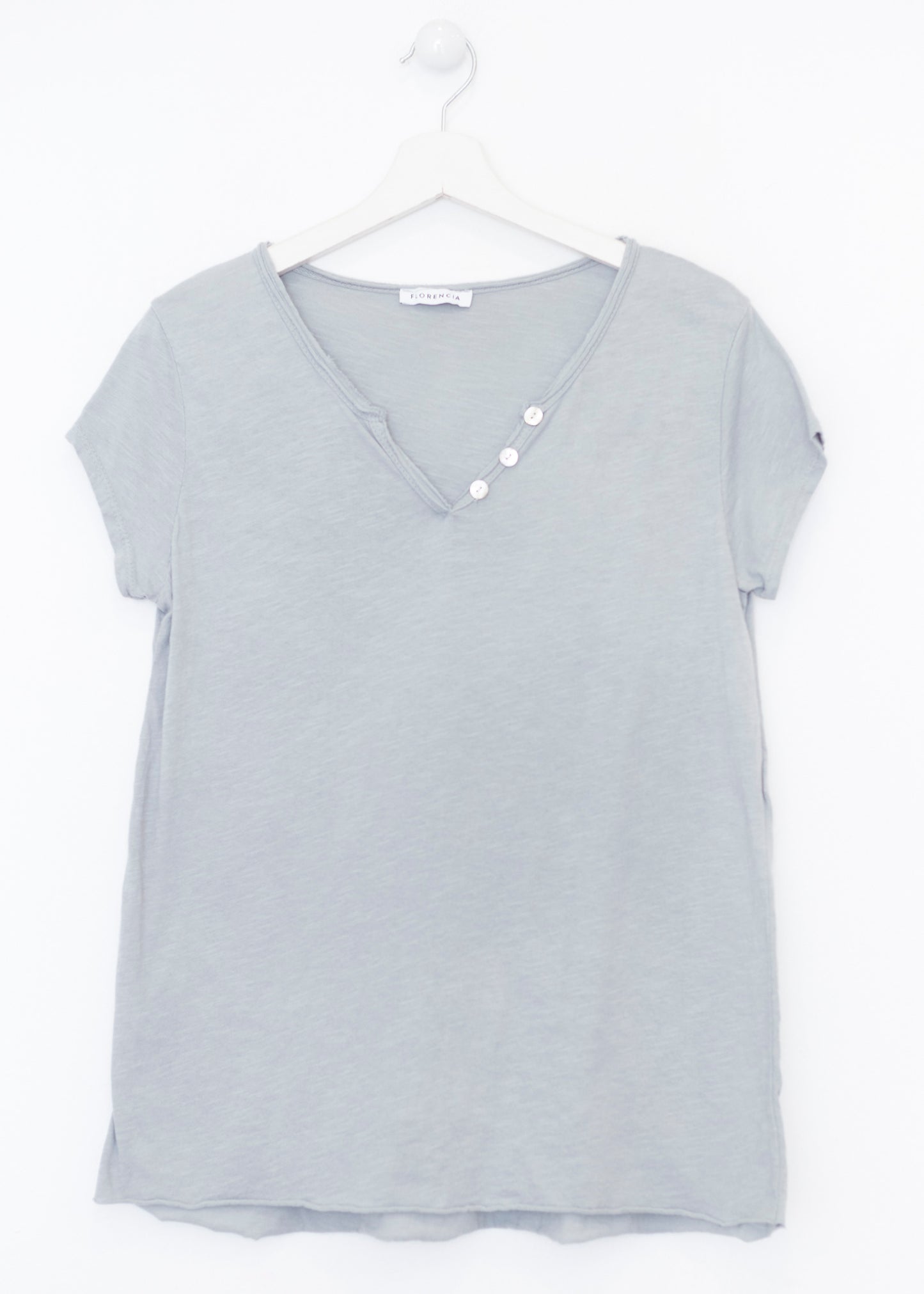 Buttoned cotton T-shirt