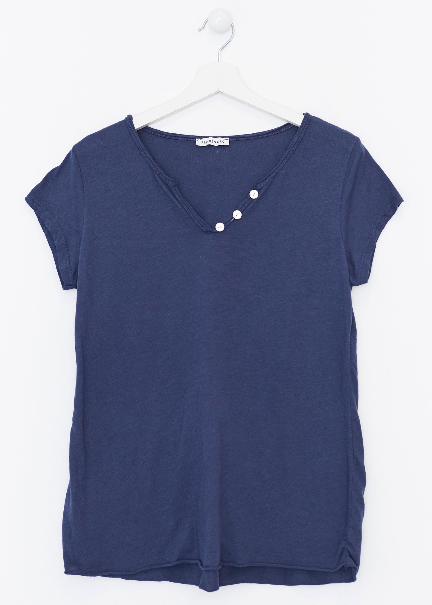 Buttoned cotton T-shirt