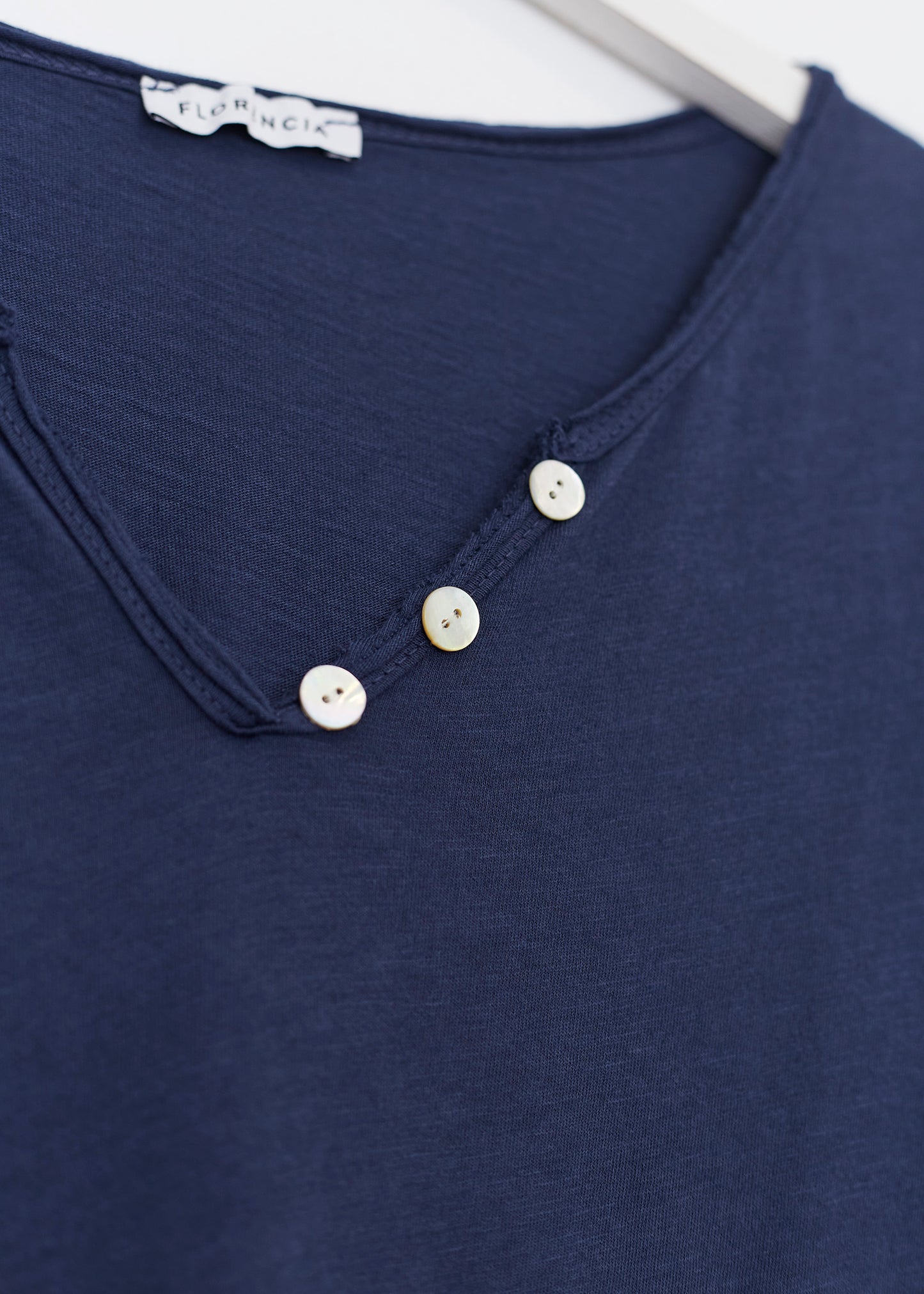 Buttoned cotton T-shirt