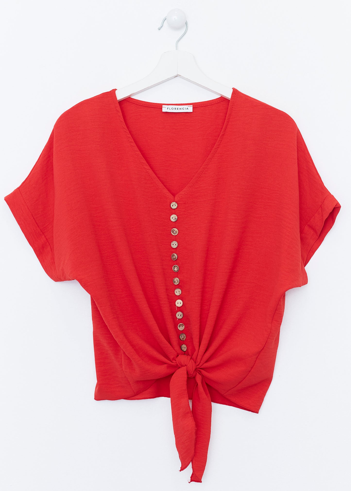 Button knot blouse