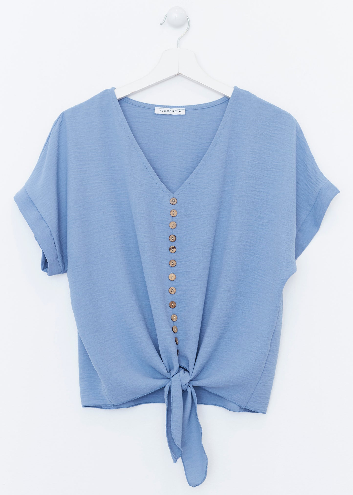 Button knot blouse