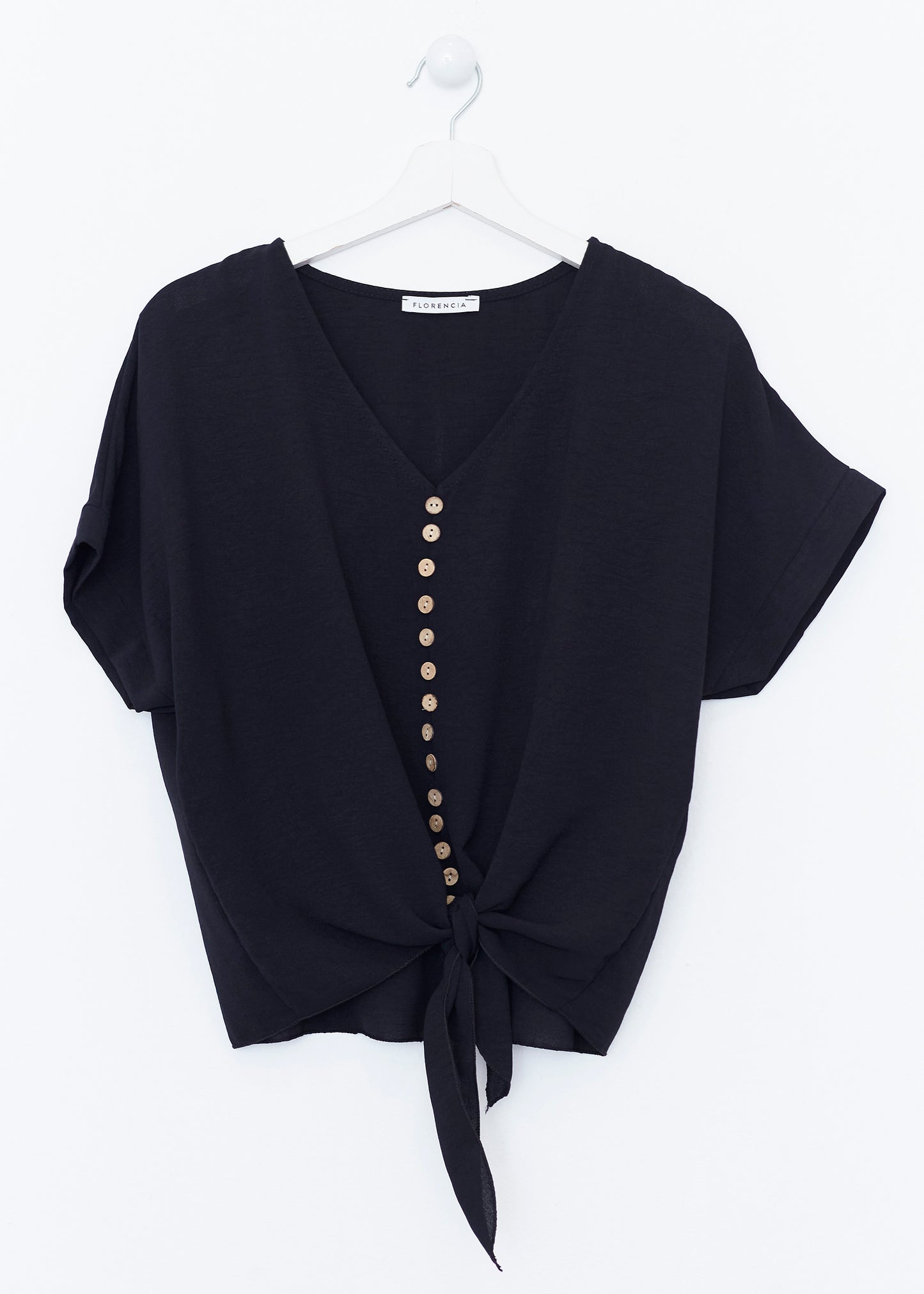 Button knot blouse