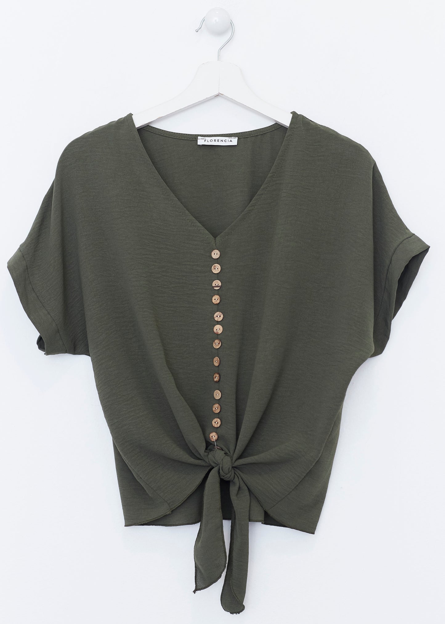 Button knot blouse