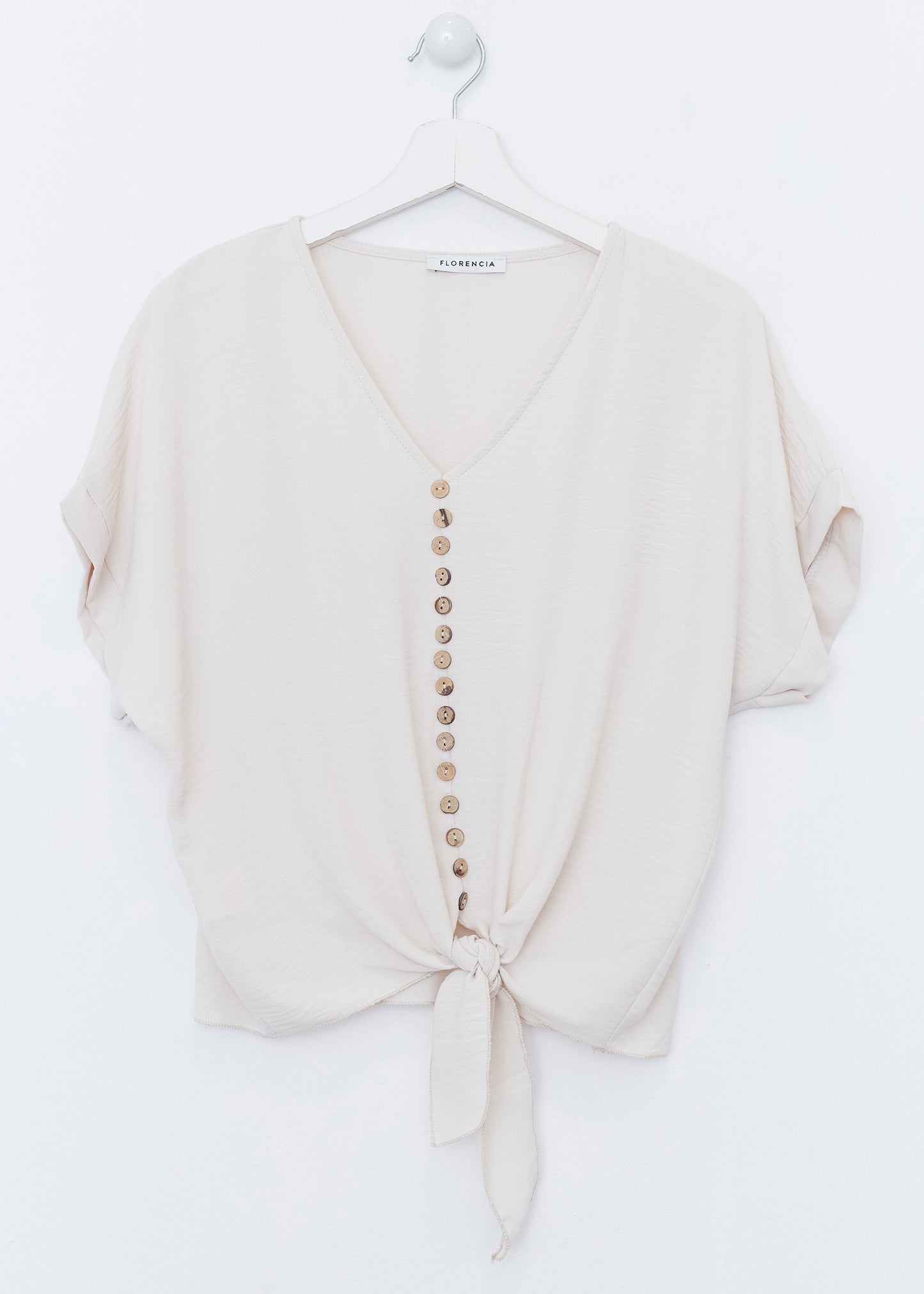 Button knot blouse