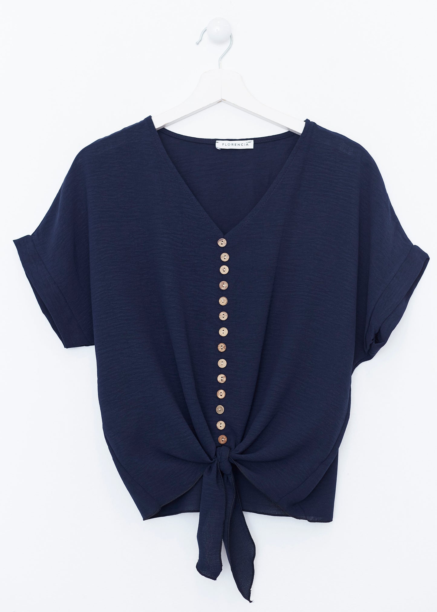 Button knot blouse