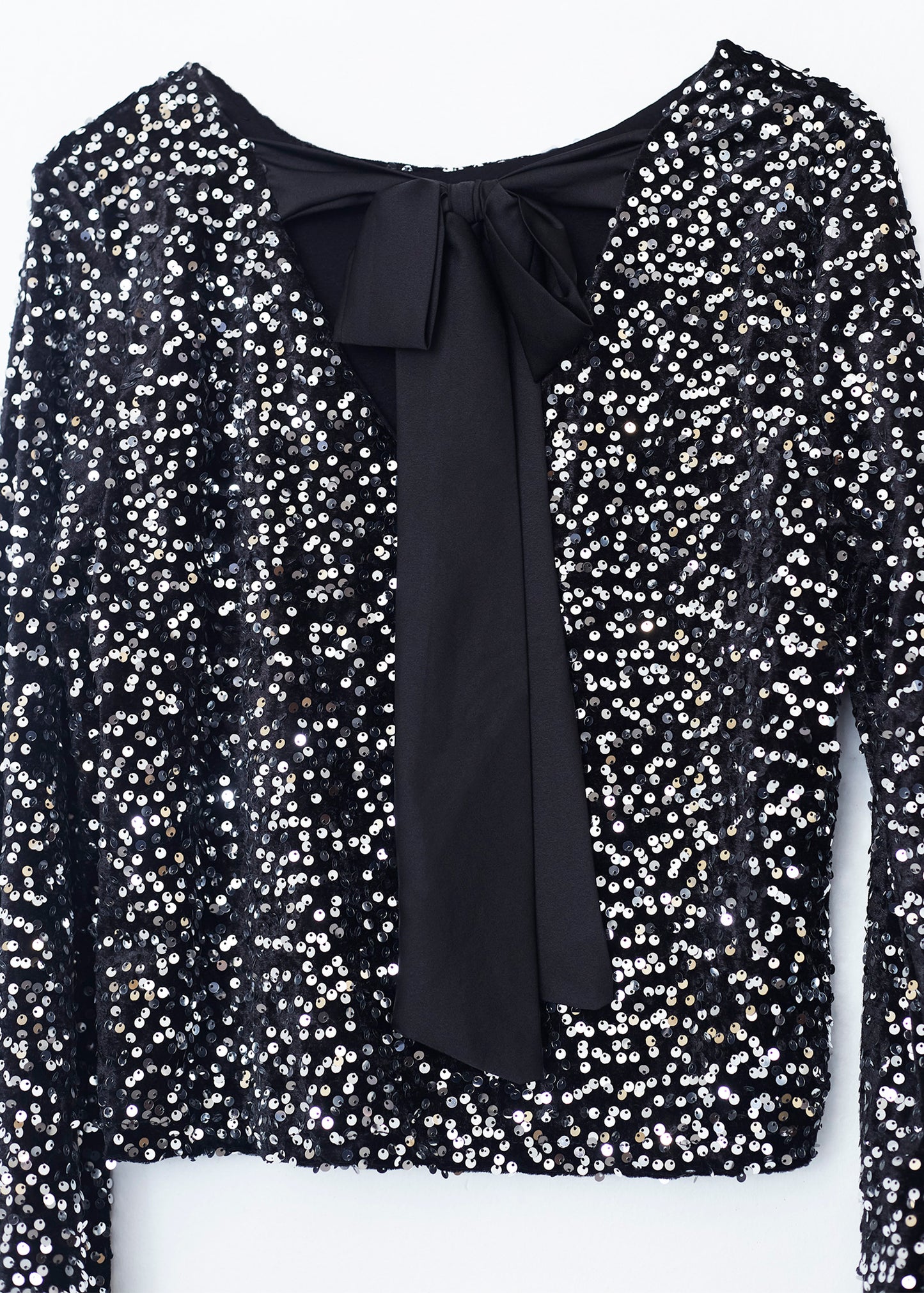 Velvet sequin bow t-shirt