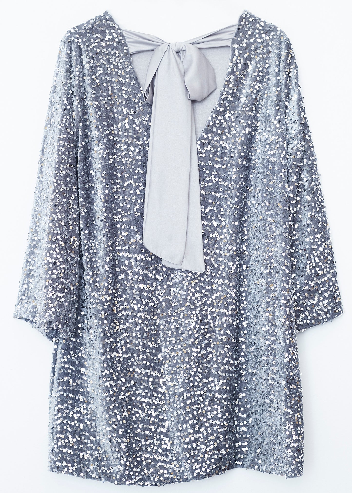 Vestido terciopelo paillettes lazo