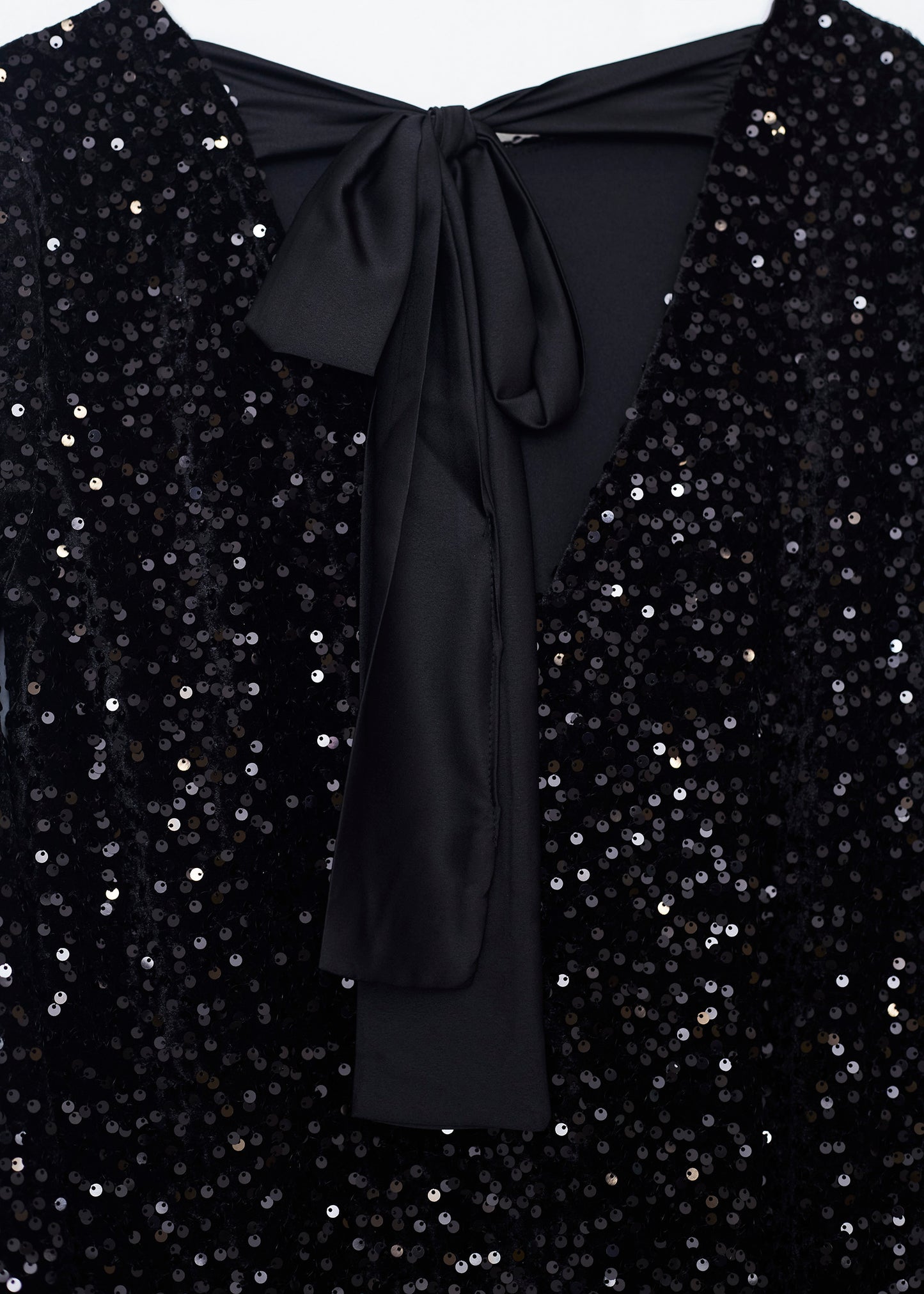 Vestido terciopelo paillettes lazo