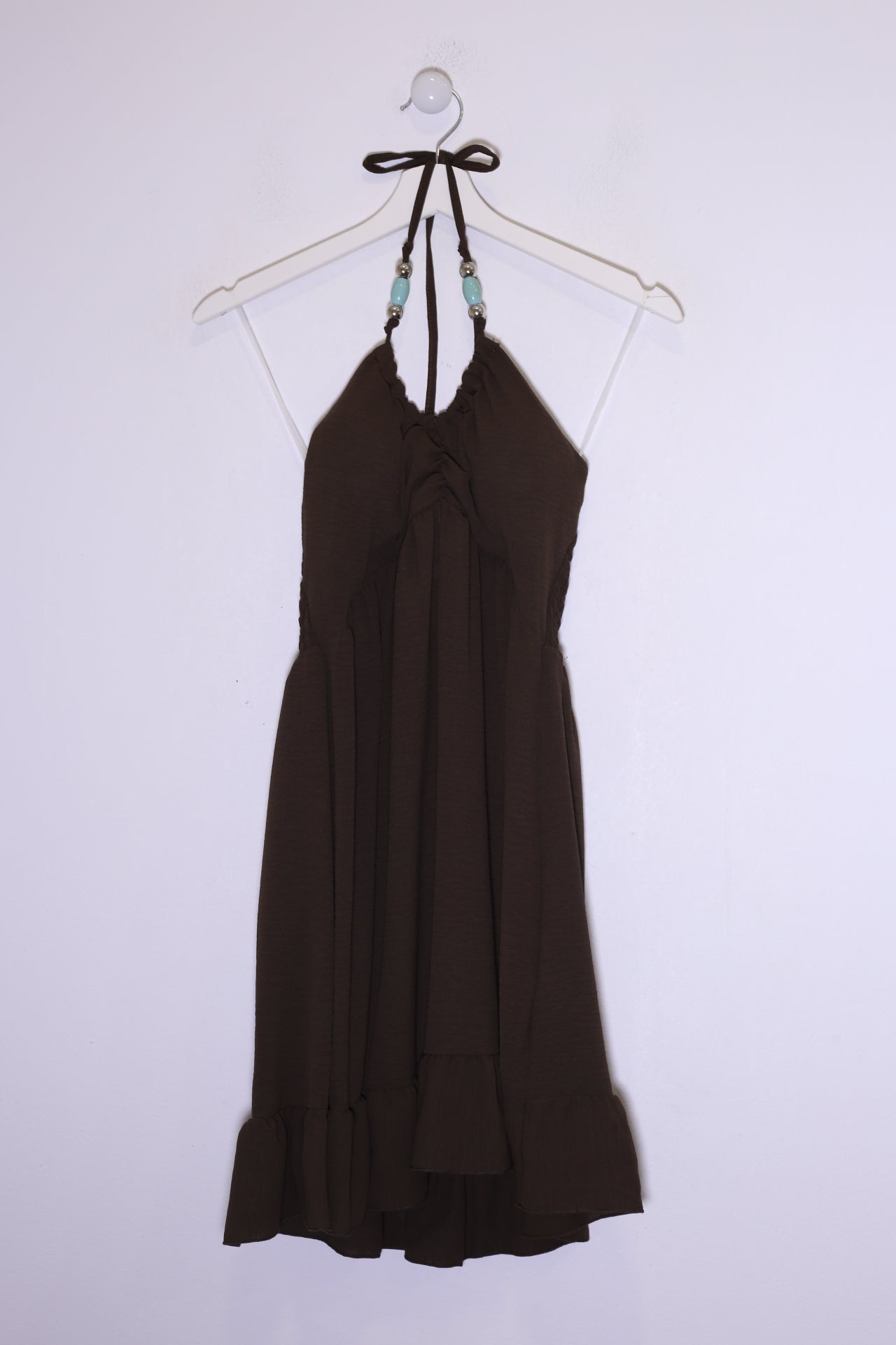 Vestido abalorios fluido corto
