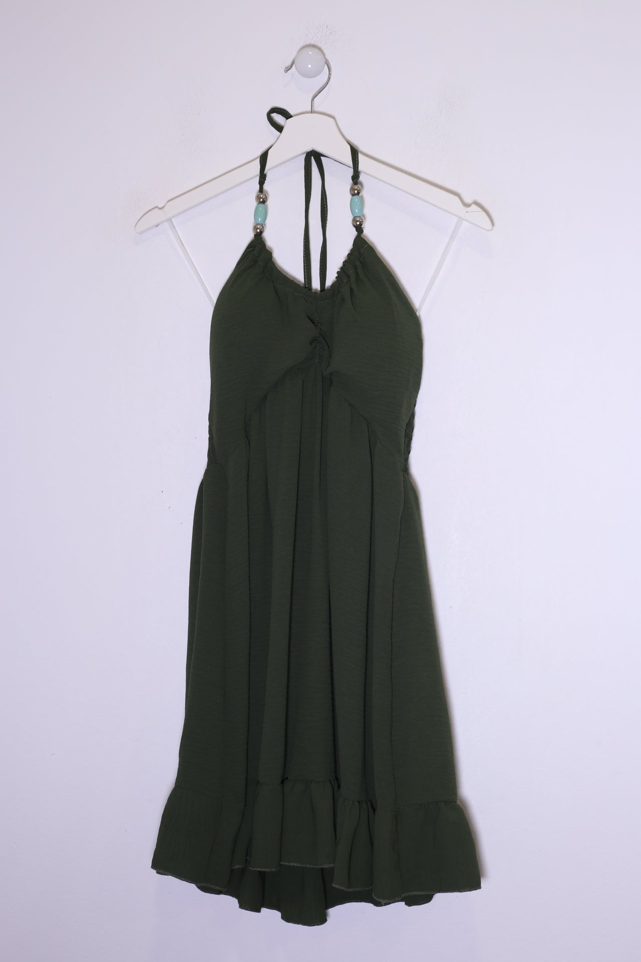 Vestido abalorios fluido corto