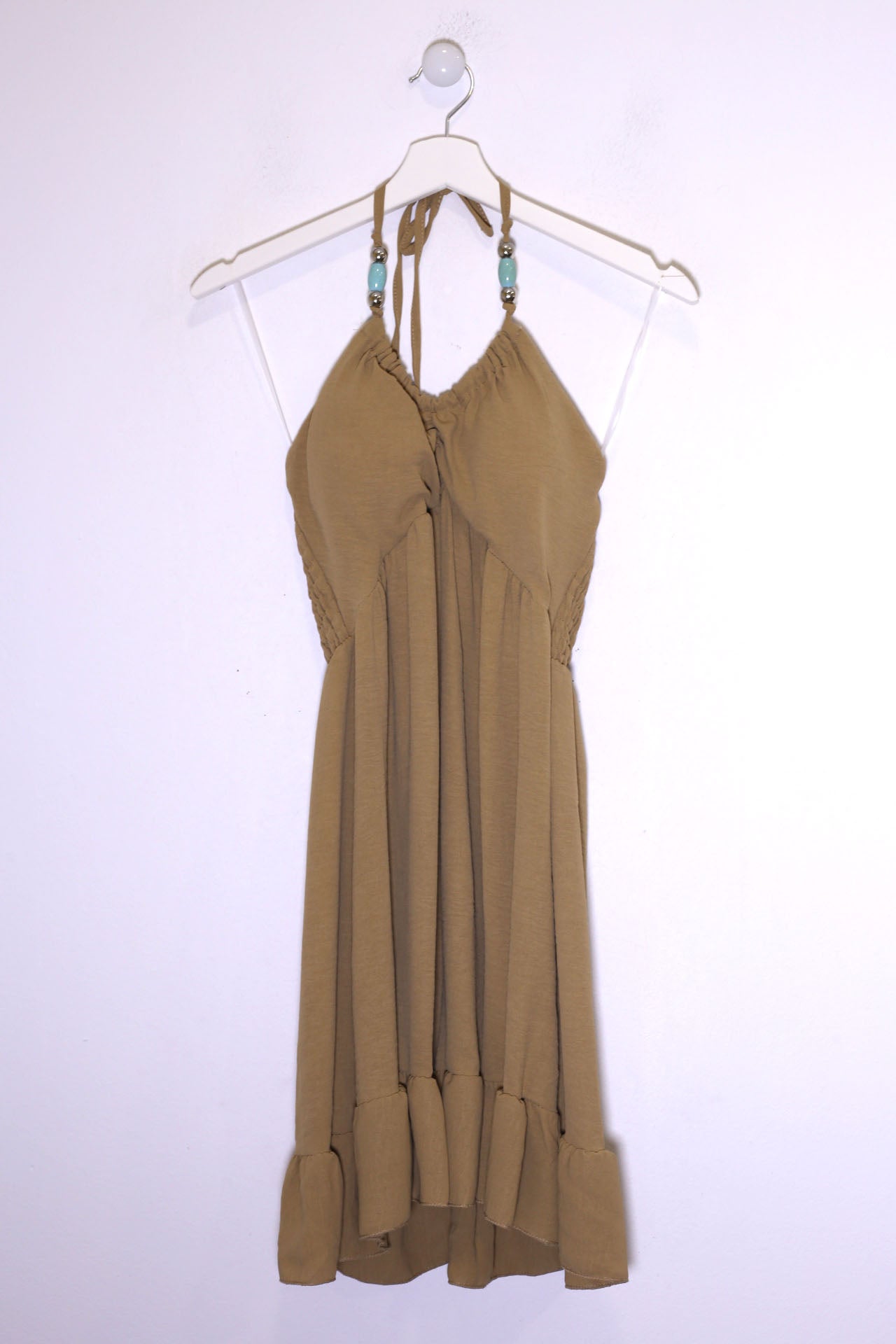 Vestido abalorios fluido corto