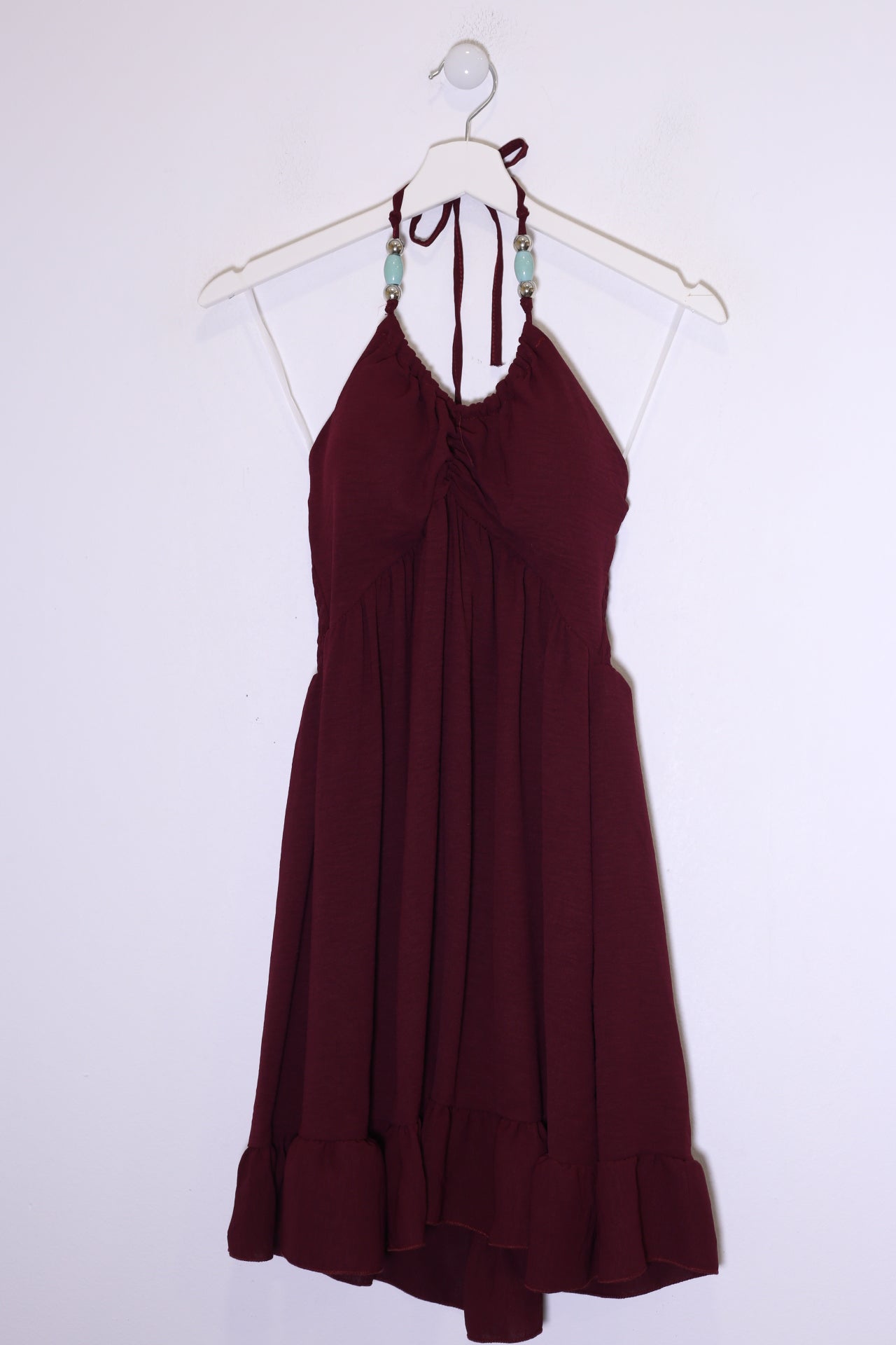 Vestido abalorios fluido corto