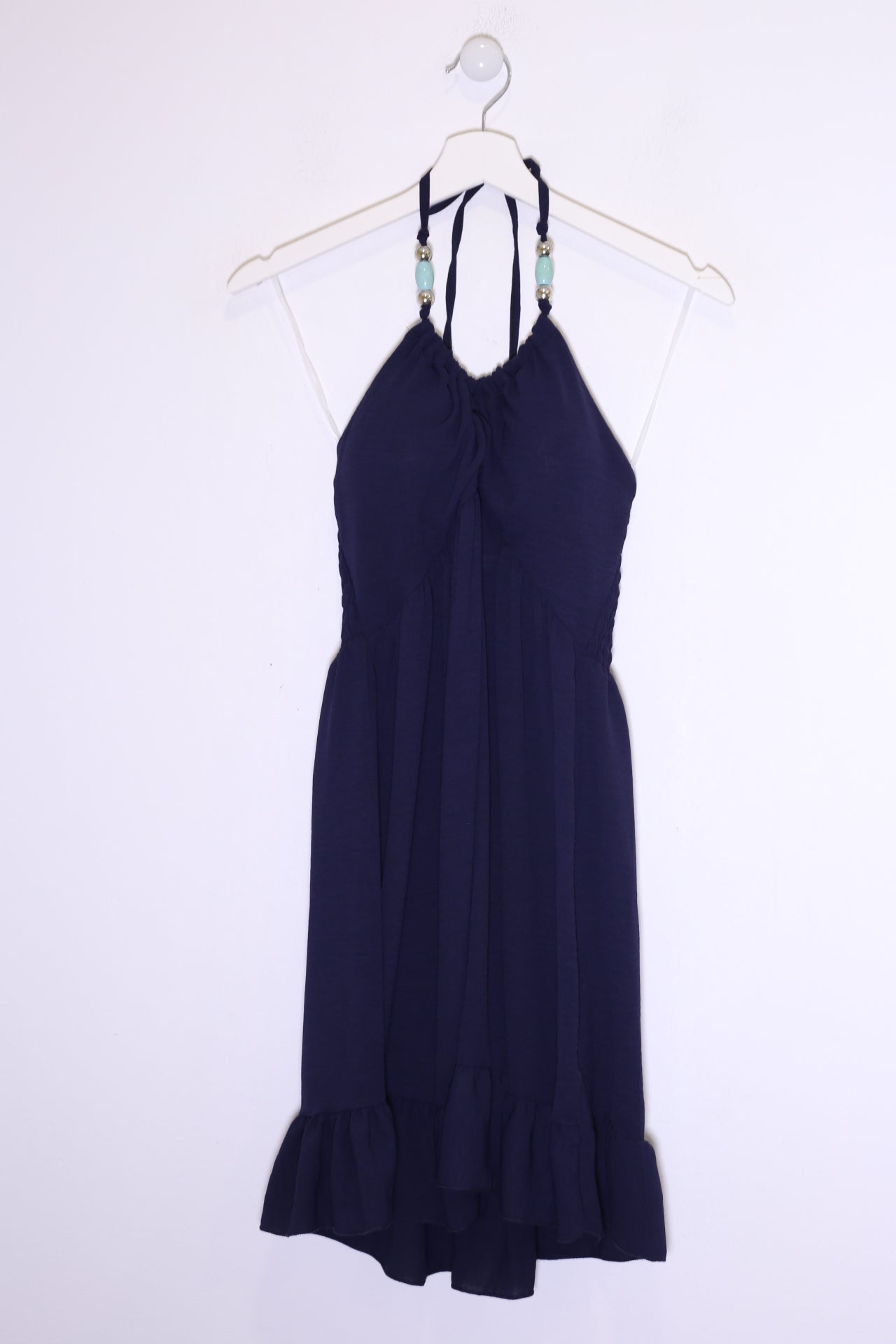 Vestido abalorios fluido corto