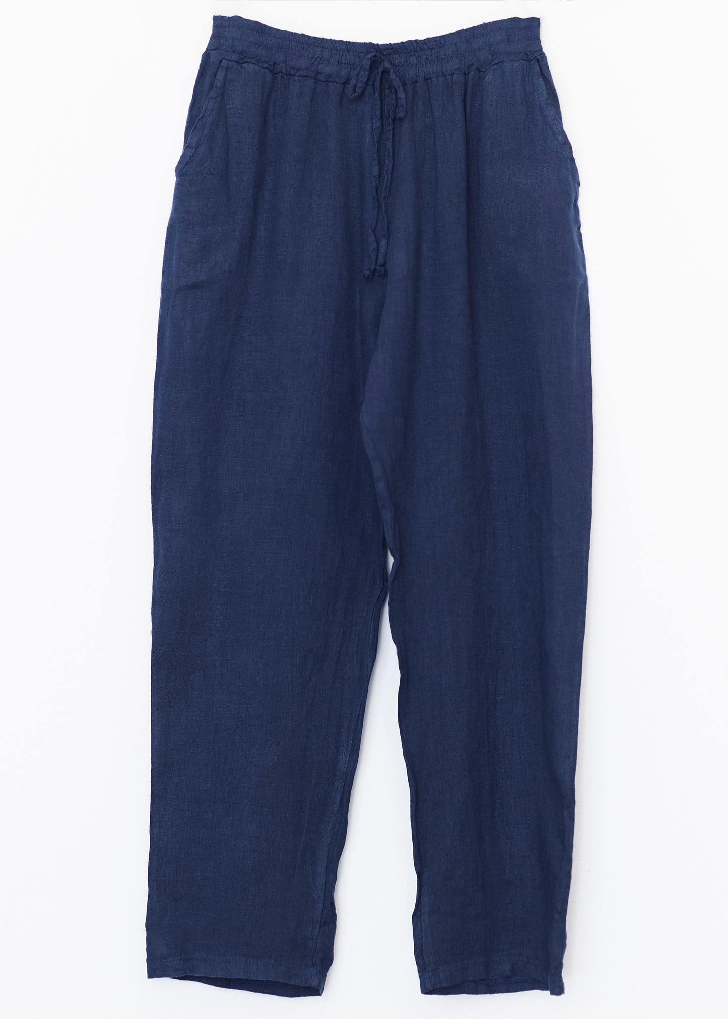 Pantalón lino recto bolsillos