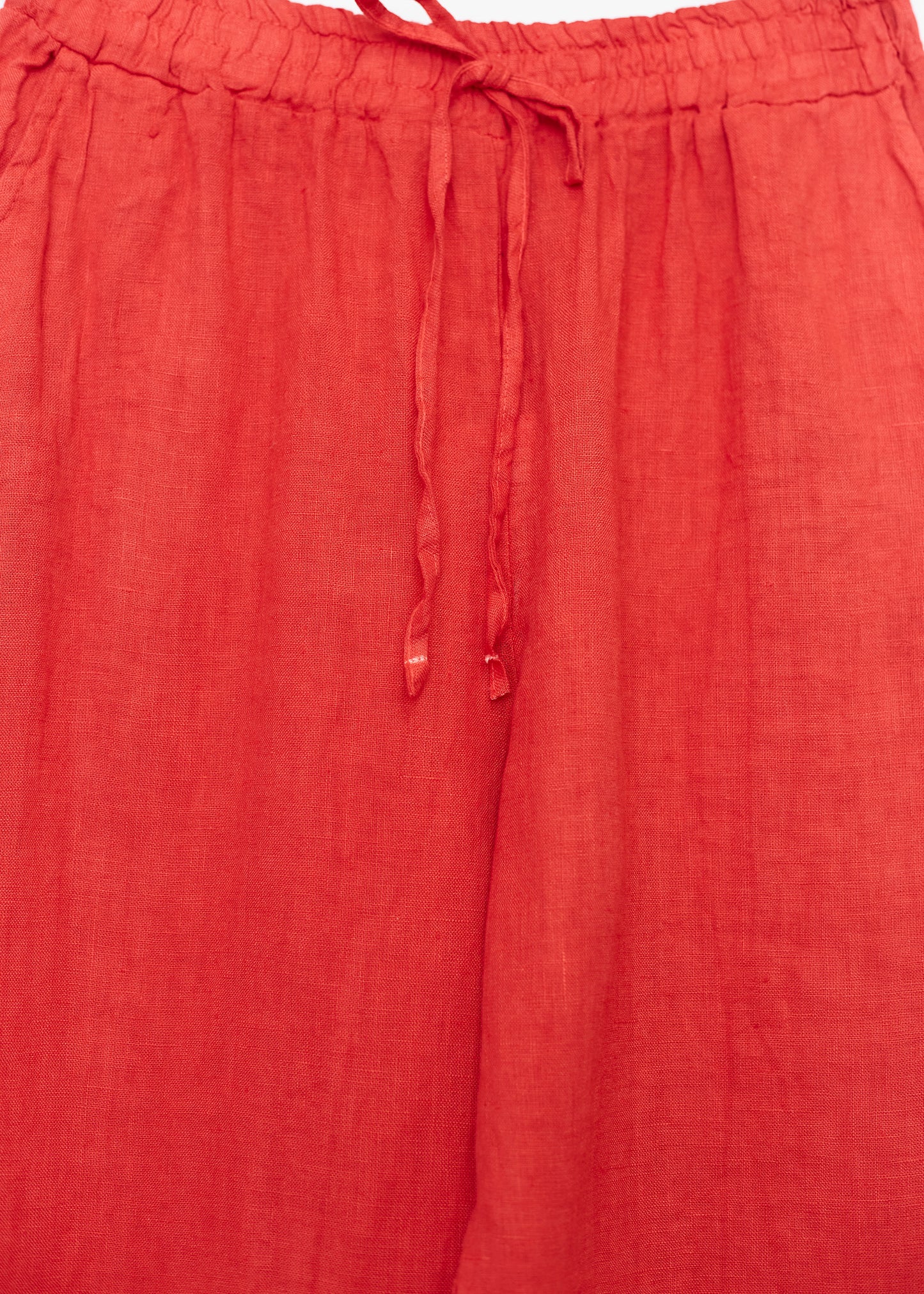 Pantalón lino recto bolsillos