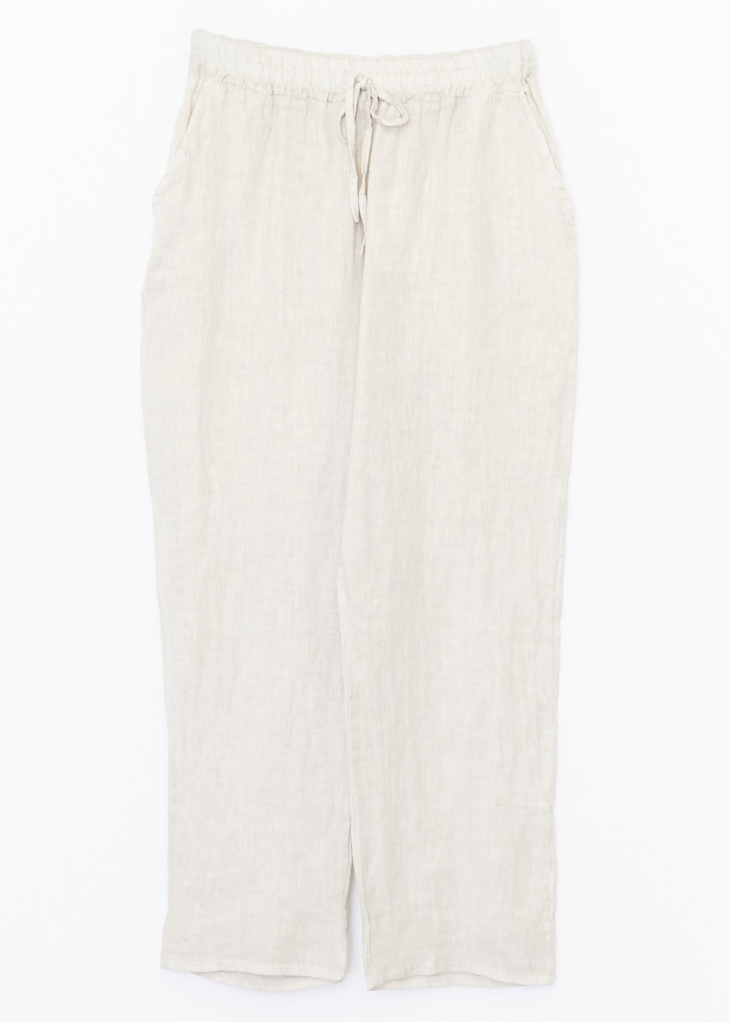 Pantalón lino recto bolsillos