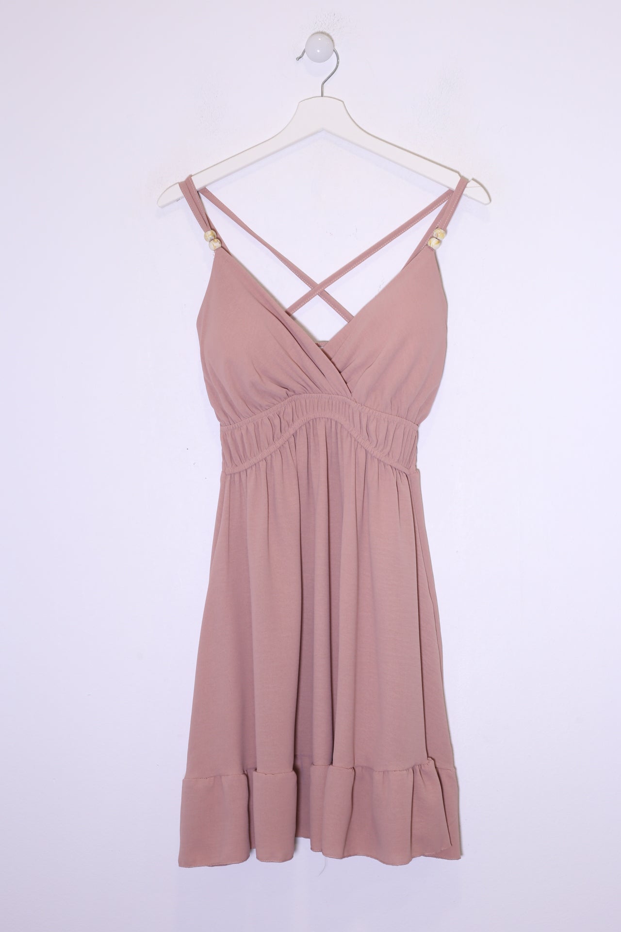 Vestido abalorios fluido corto