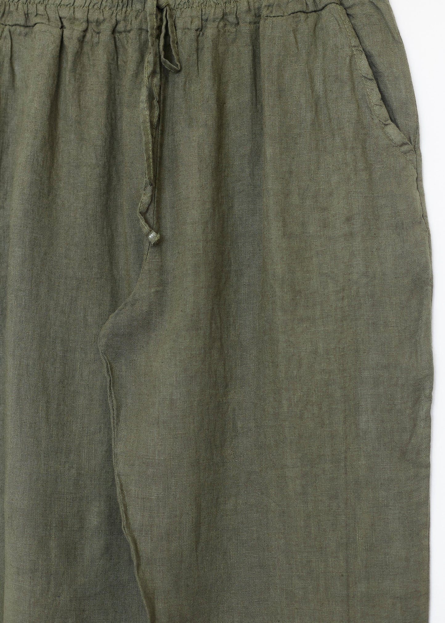 Pantalón lino recto bolsillos