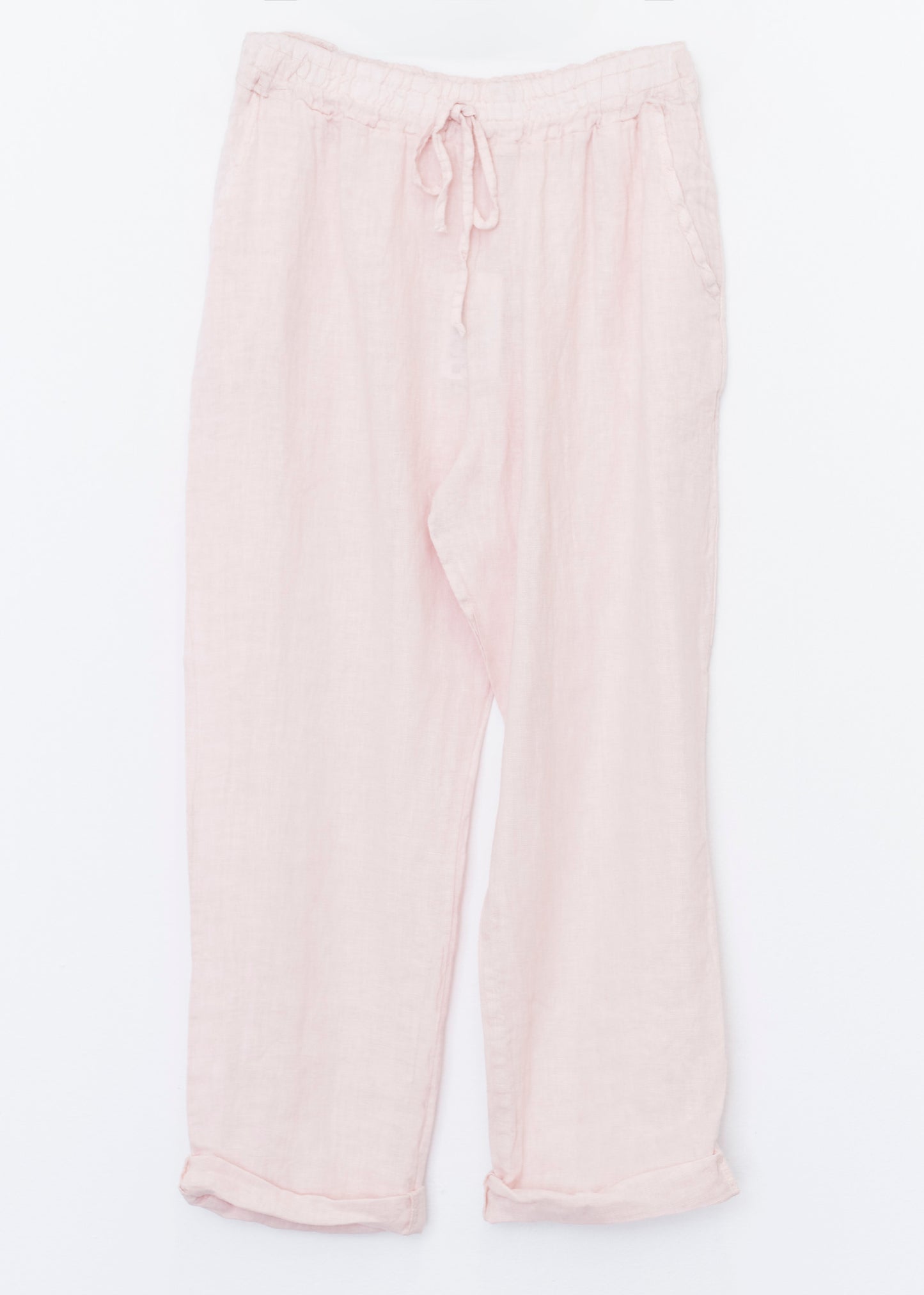 Pantalón lino recto bolsillos