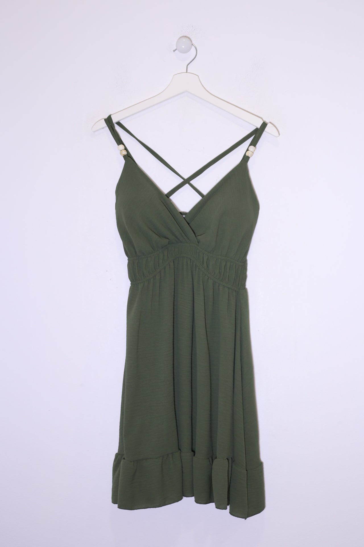 Vestido abalorios fluido corto