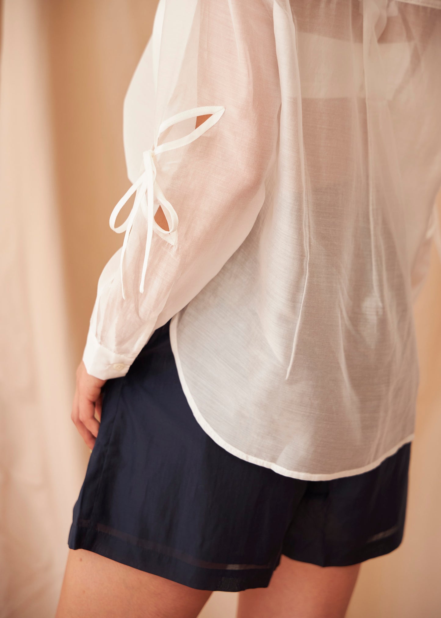 Organza shirt with openings