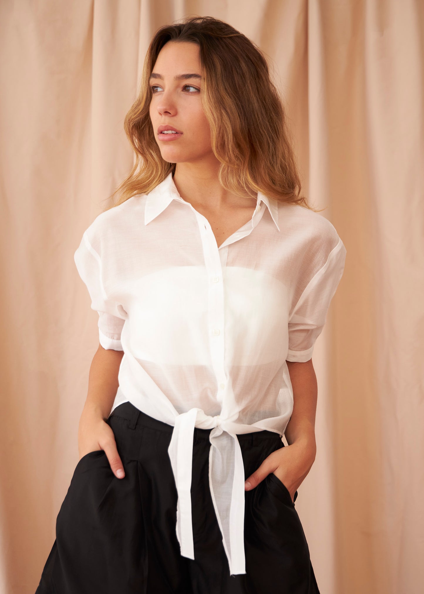 Organza knot shirt