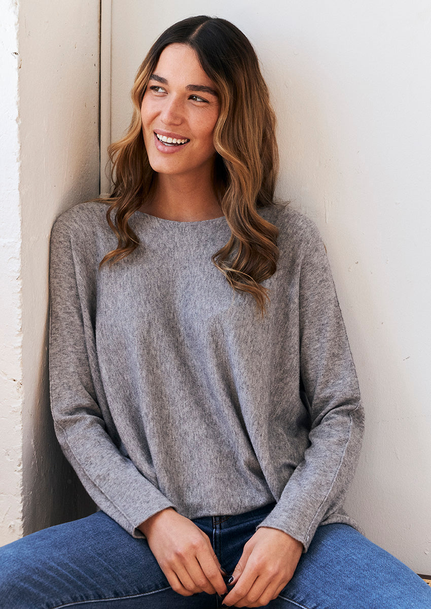Wide round neck sweater