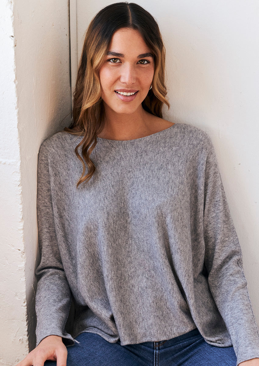 Wide round neck sweater