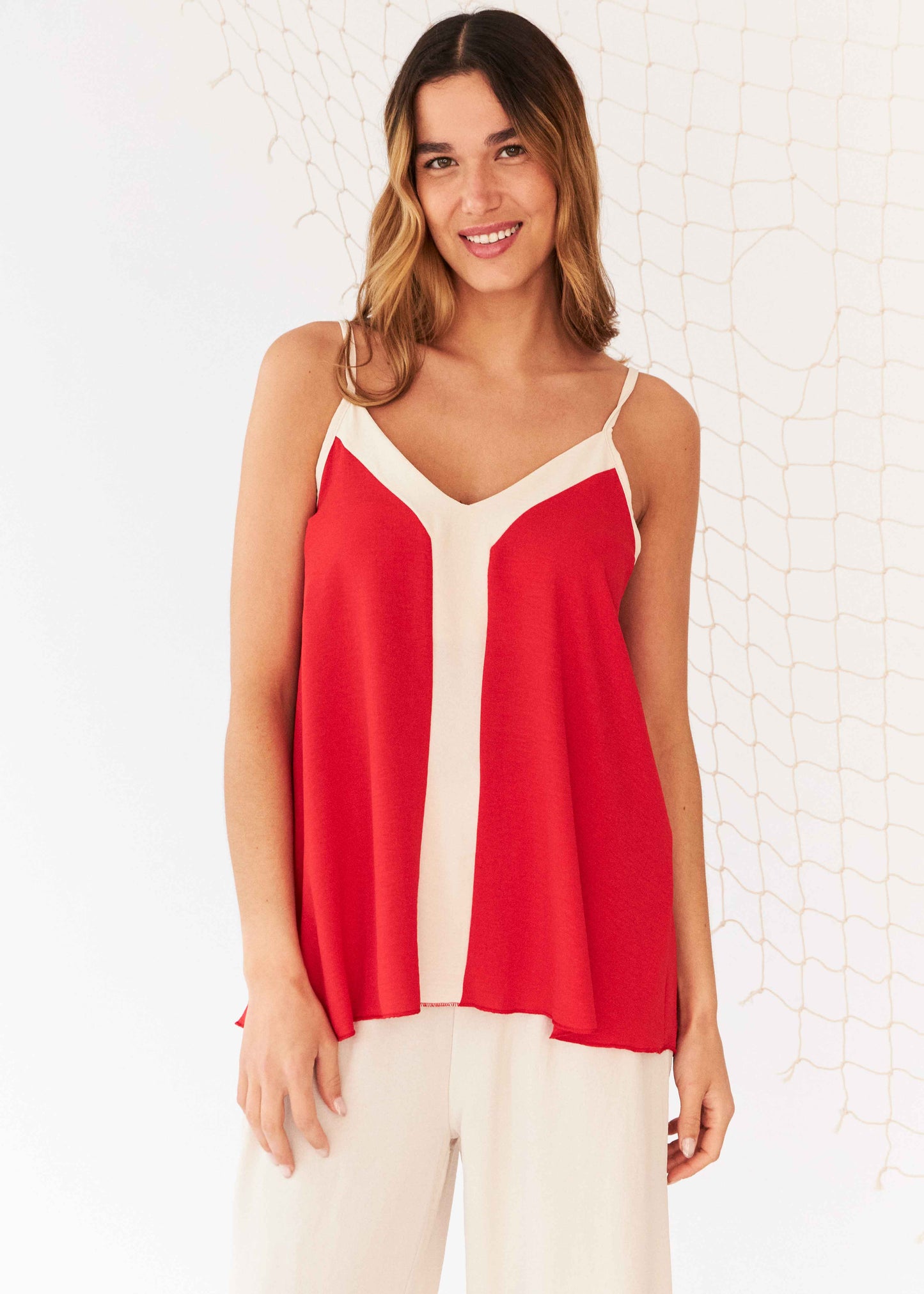 Contrast strap top