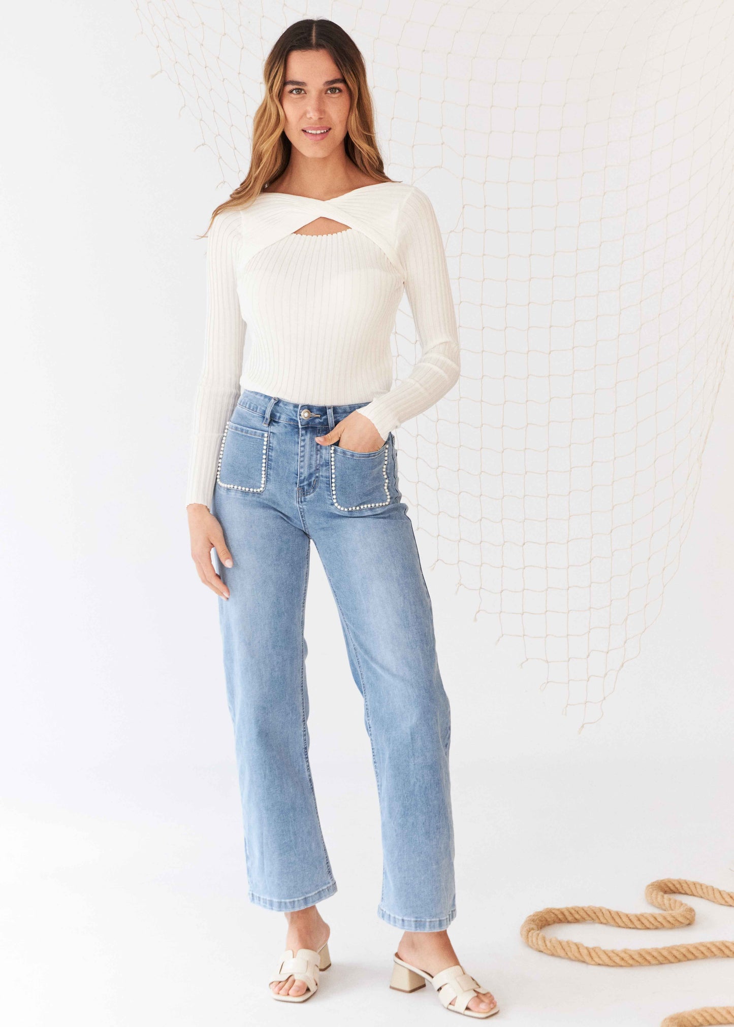 Ribbed wrap sweater