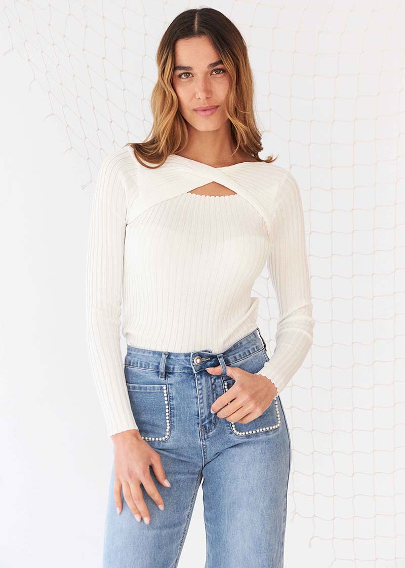 Ribbed wrap sweater