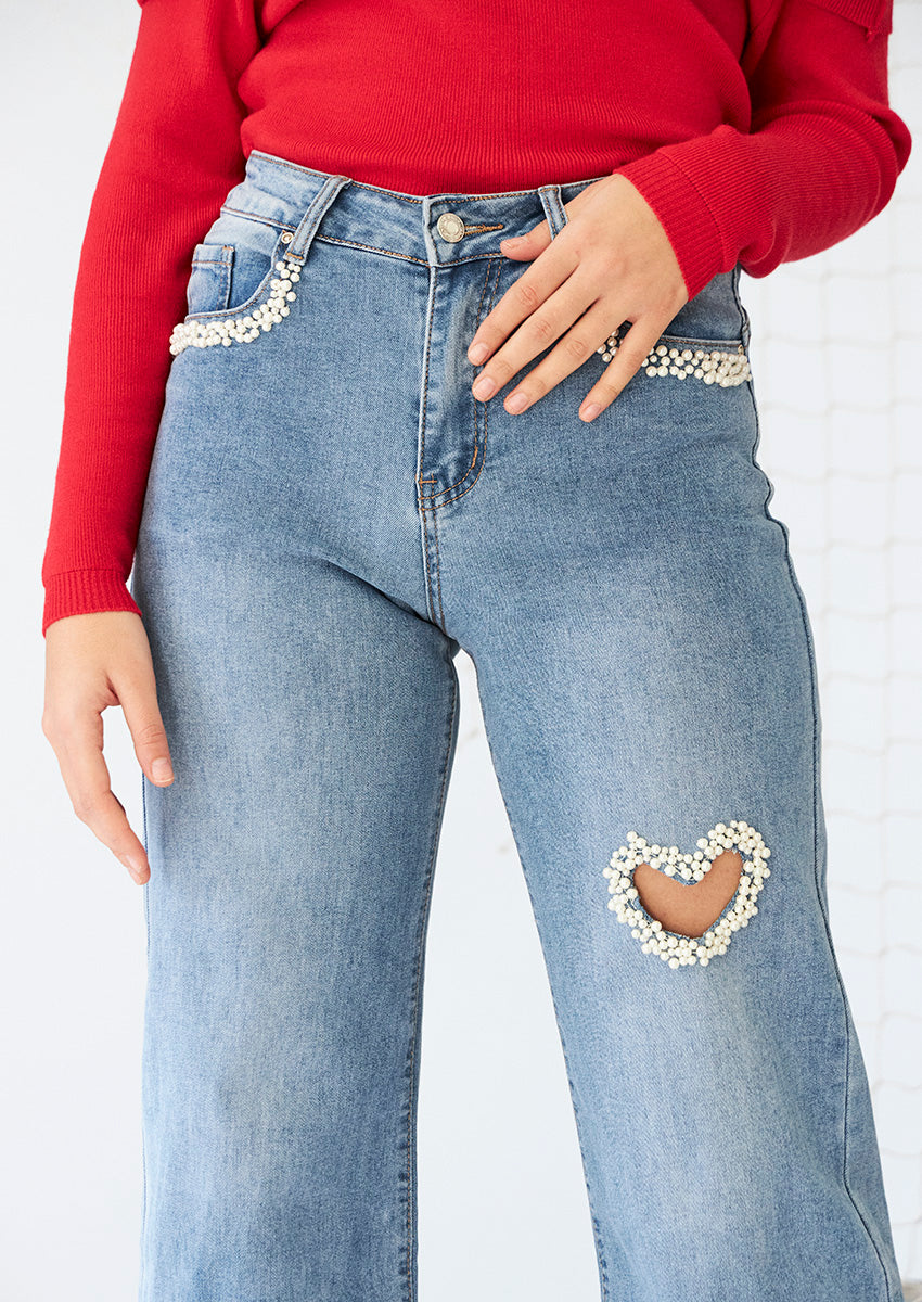 Jeans wide leg corazón