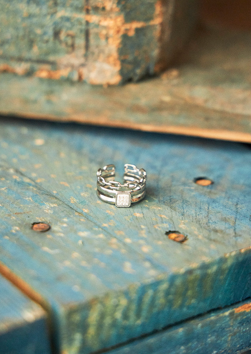 Anillo combinado brillos
