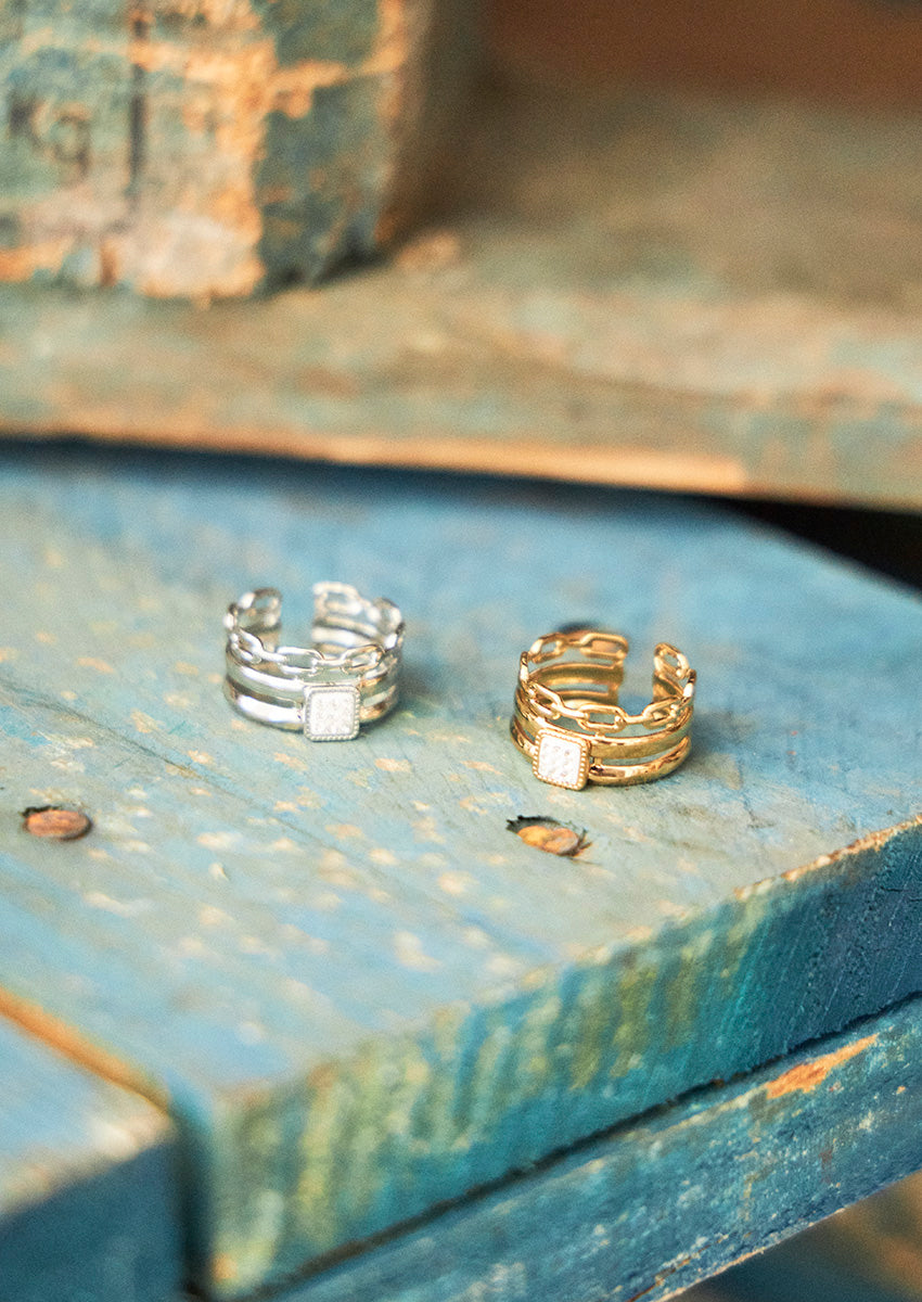 Anillo combinado brillos