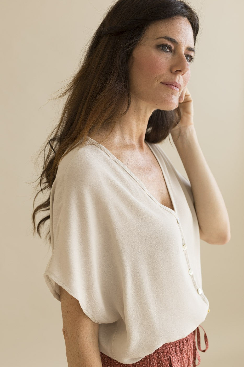 Blusa fluida manga corta