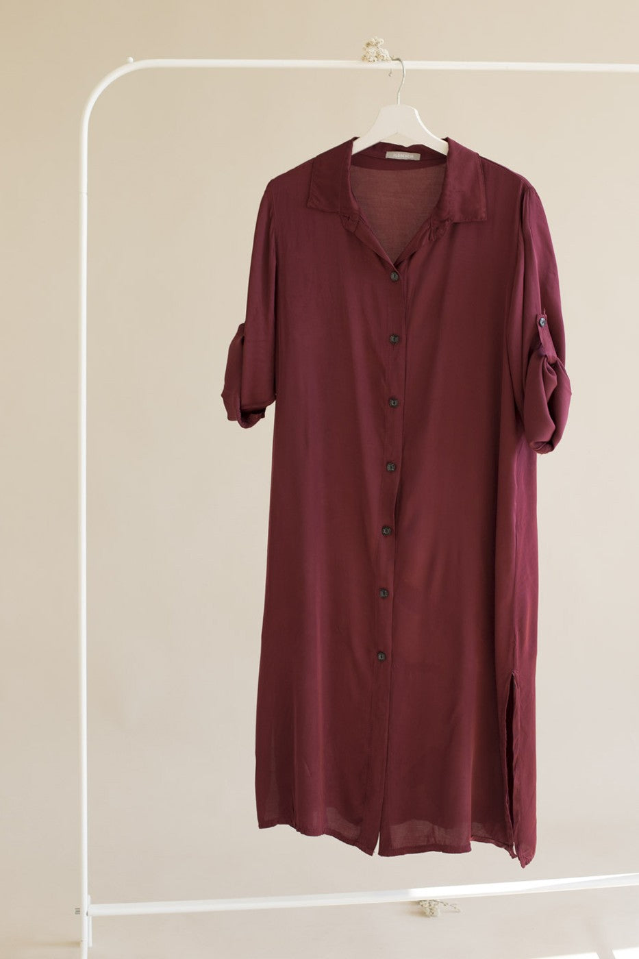 Vestido camisero satinado