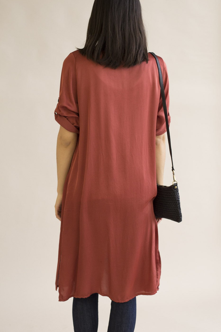 Vestido camisero satinado