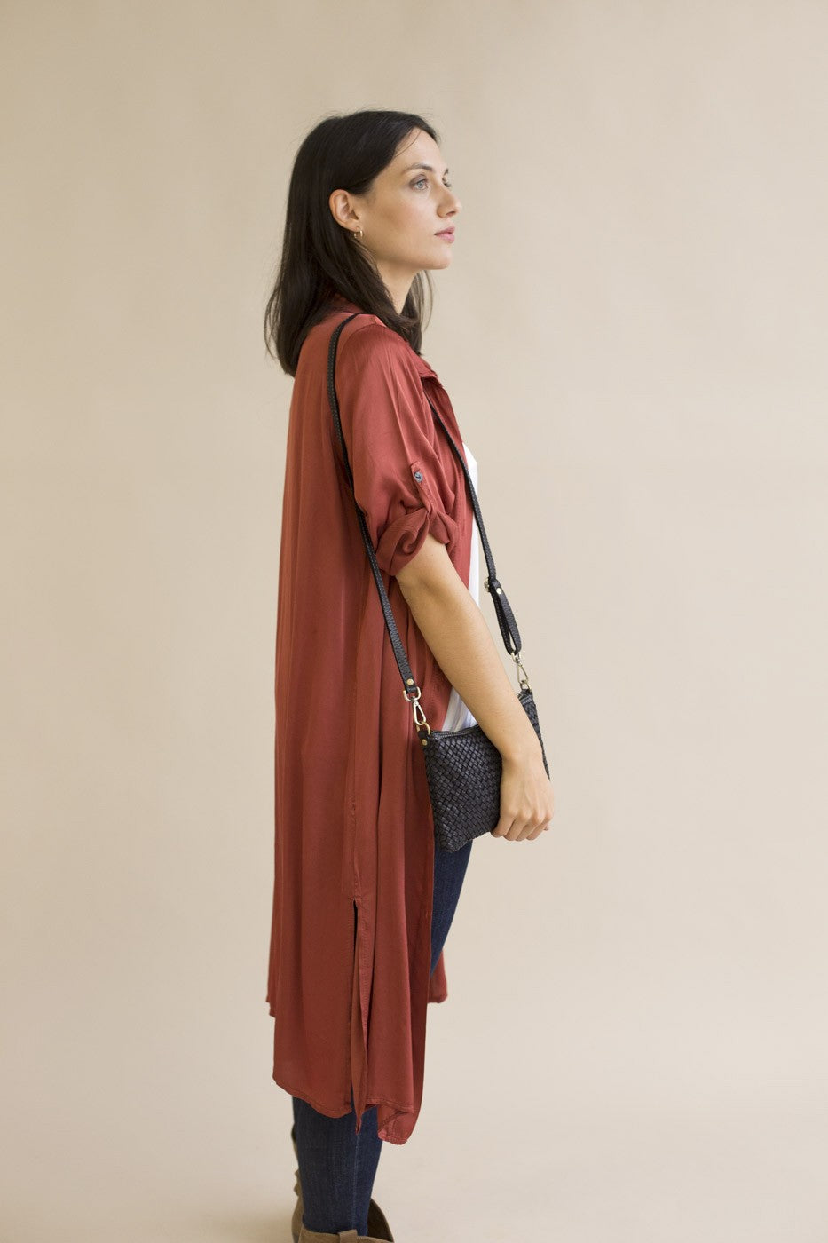 Vestido camisero satinado